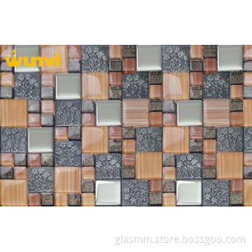 Glitter Stainless Steel Mix Glass Kitchen Wall Tiles With M
